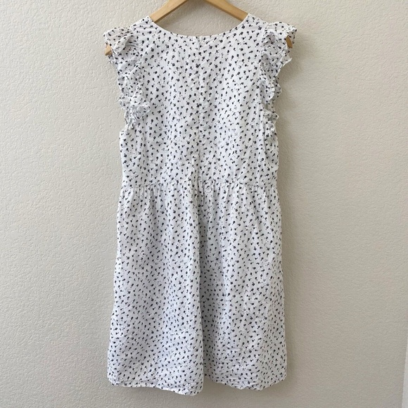 LOFT Eyelet Dress Size 8 Black & White Embroidered Cotton Ruffle - Picture 4 of 5